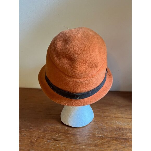 Vintage 40s Womens Felt Wool Hat Orange Brown Cloche Bowler